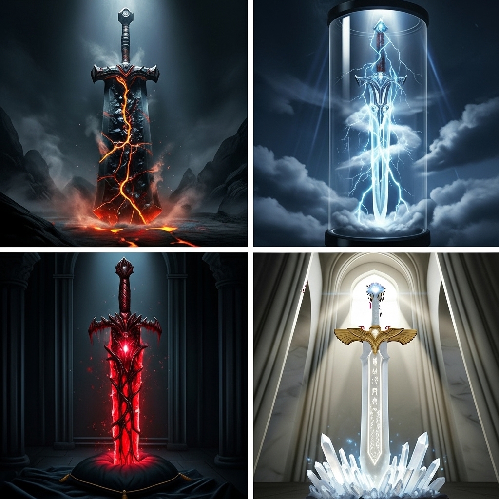 Ví dụ về các hình ảnh do AI tạo ra cho game Merge Saga, thể hiện sự đa dạng sáng tạo