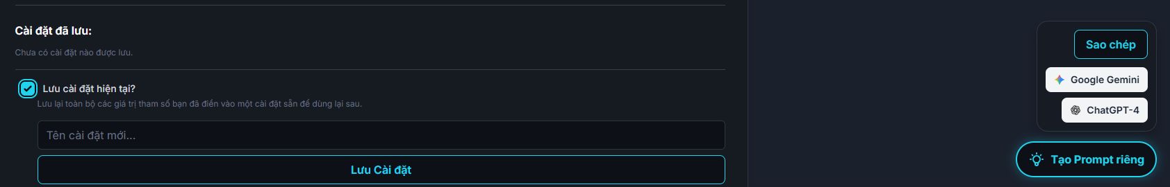 Nút Gửi đến ChatGPT hoặc Gửi đến Gemini trong giao diện Prompt